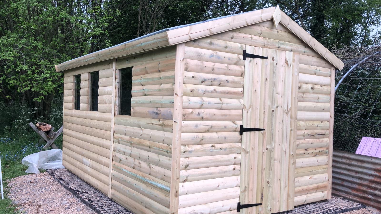 12 x 8 19mm Loglap Heavy Duty Shed Apex Roof